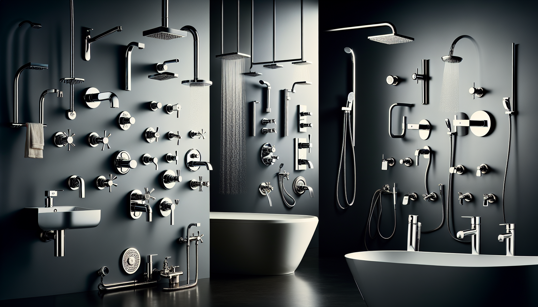 Verschiedene Designs von Aufputzarmaturen