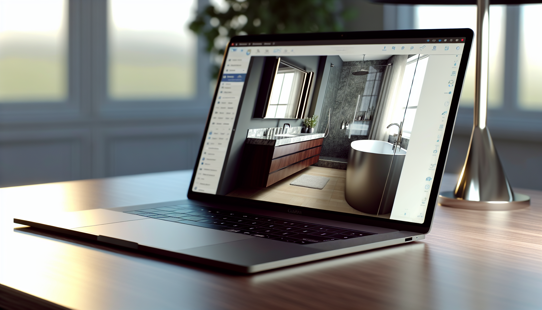 Ein Laptop mit einem 3D-Online-Badplaner auf dem Bildschirm