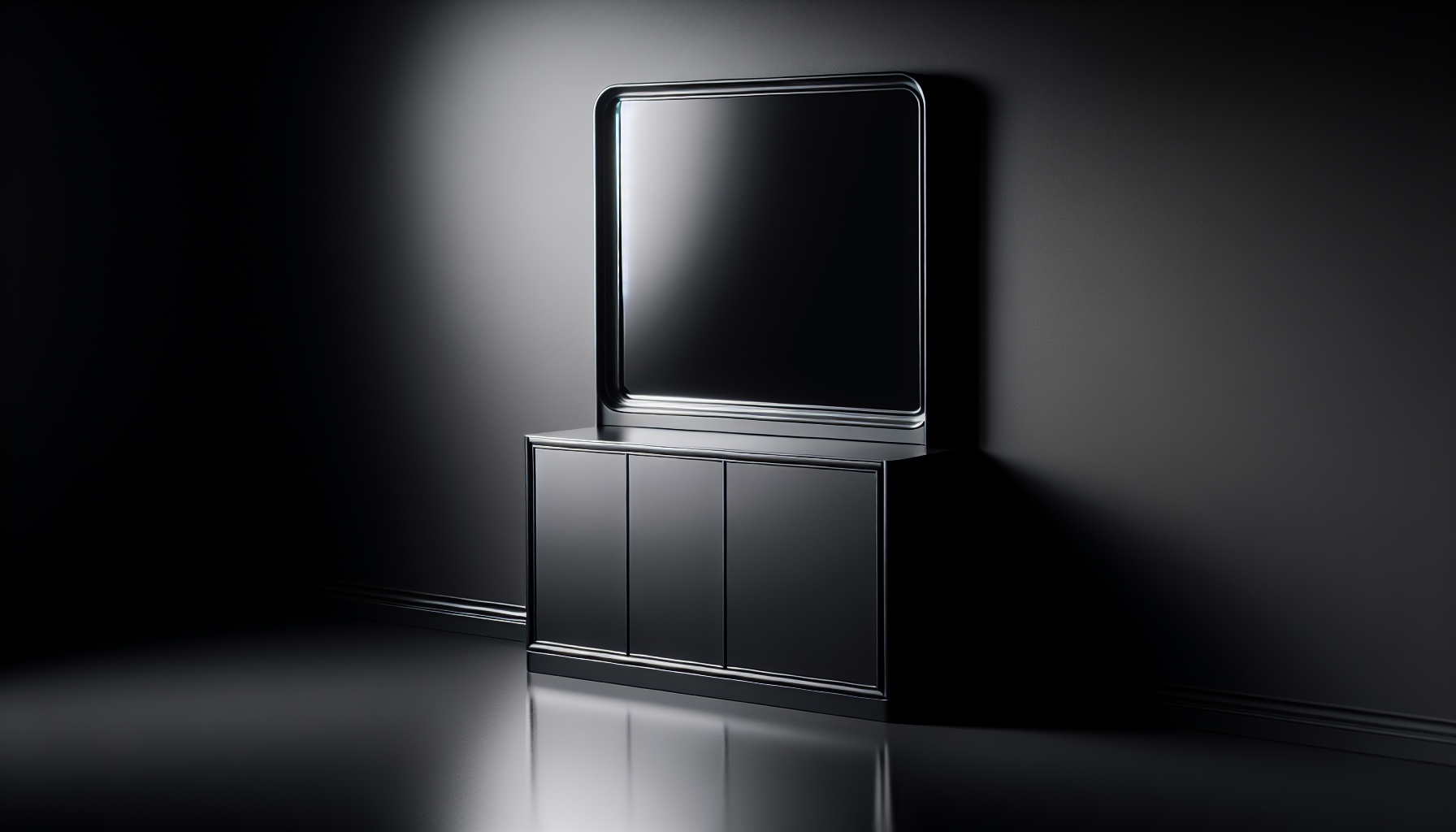Zeitlos eleganter Spiegelschrank in mattem Schwarz