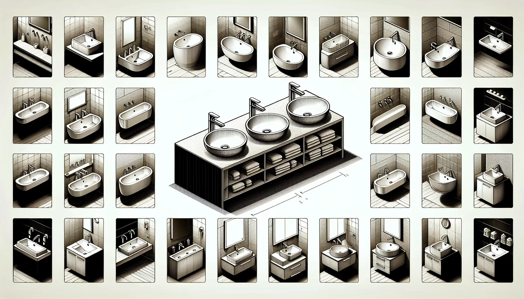 Verschiedene Typen von Doppelwaschtischen
