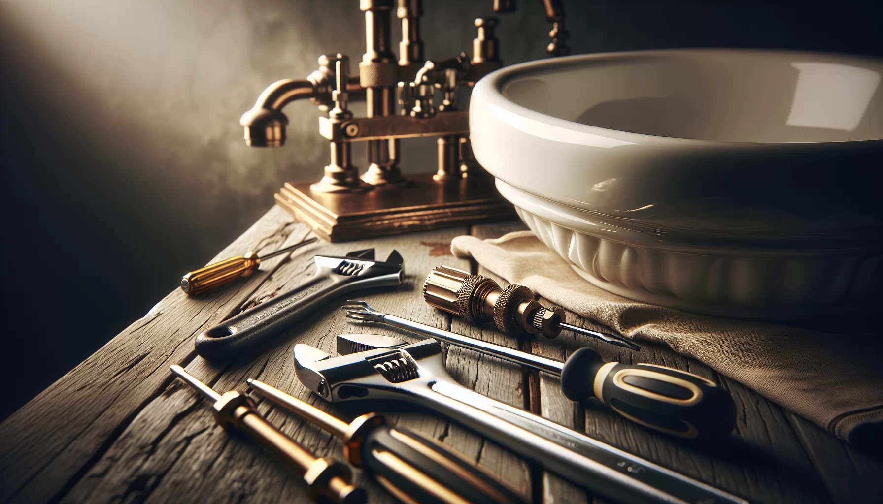 Waschtisch Montage mit Werkzeugen