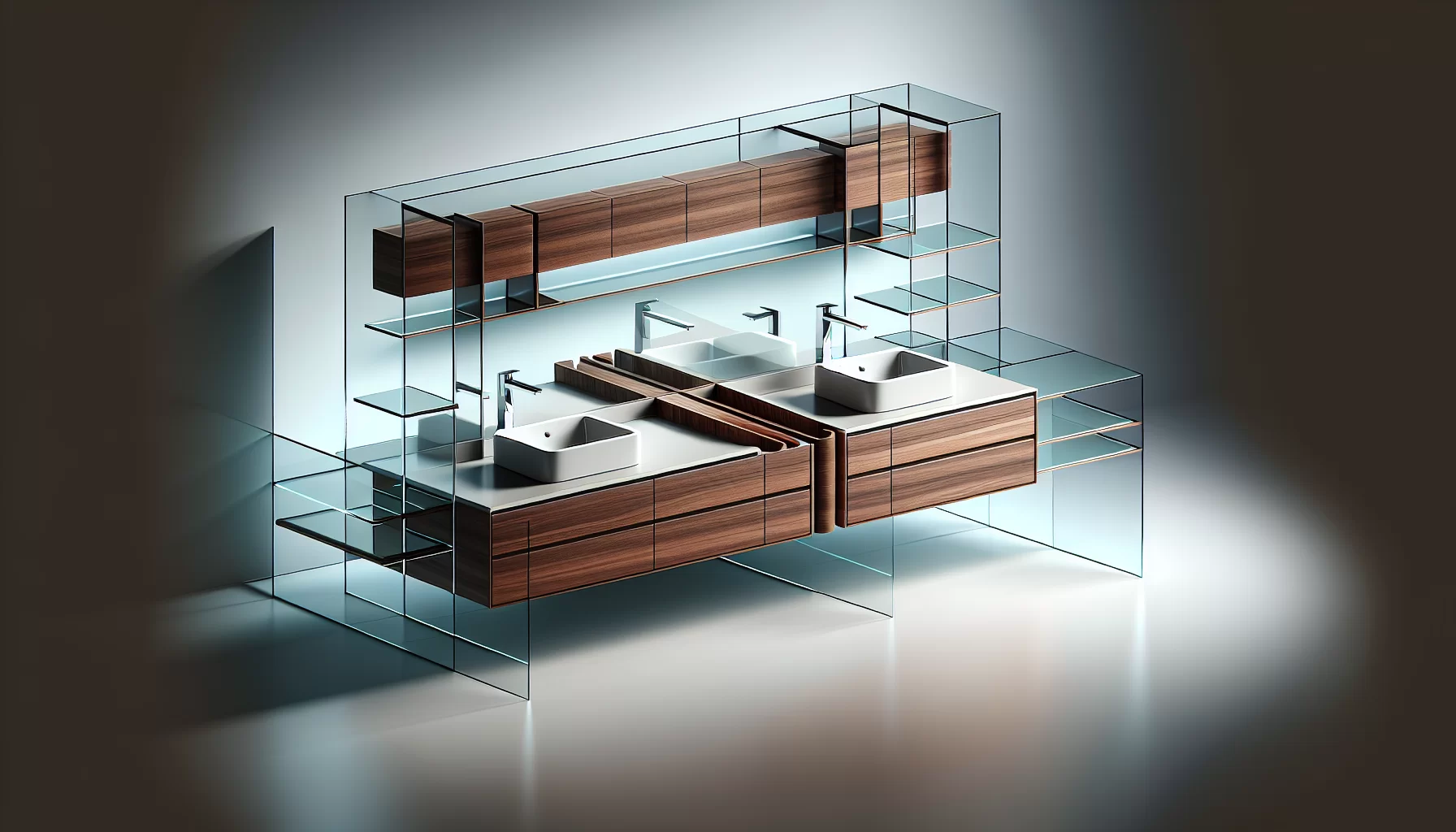 Innovativer Stauraumkonzept bei Doppelwaschtischen