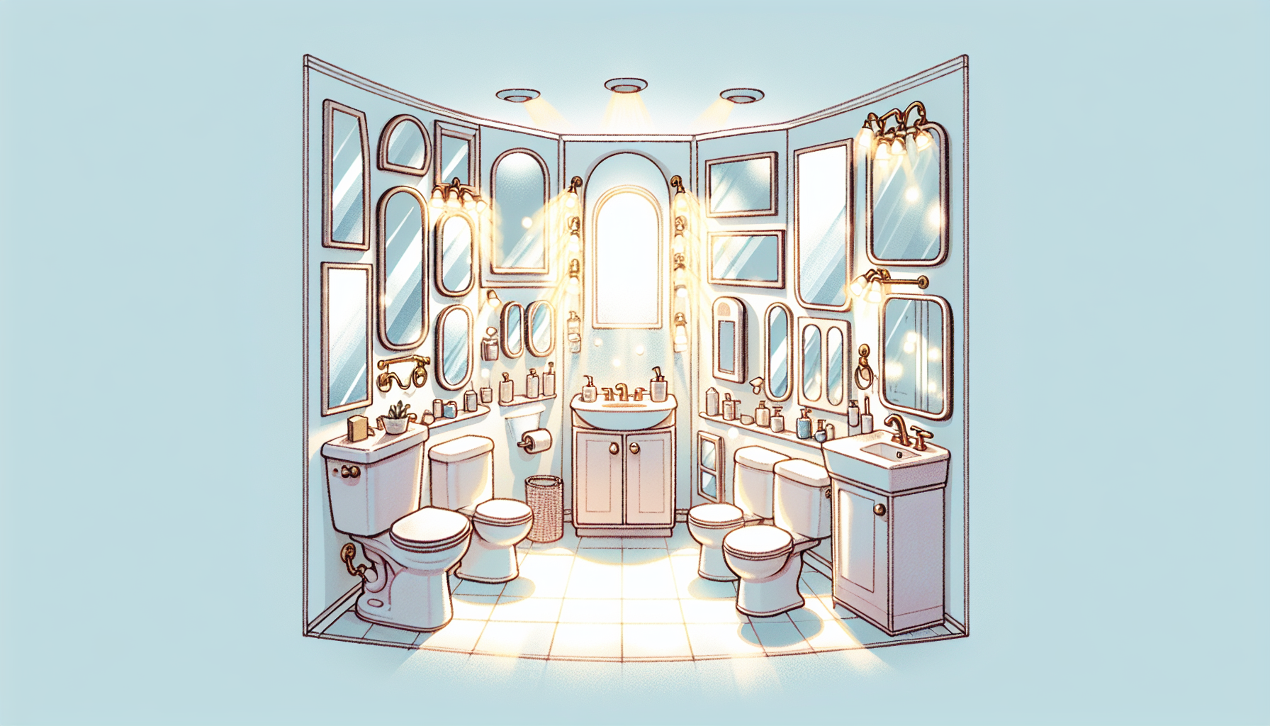 Badezimmer mit heller Beleuchtung und optischen Tricks für mehr Raumgefühl
