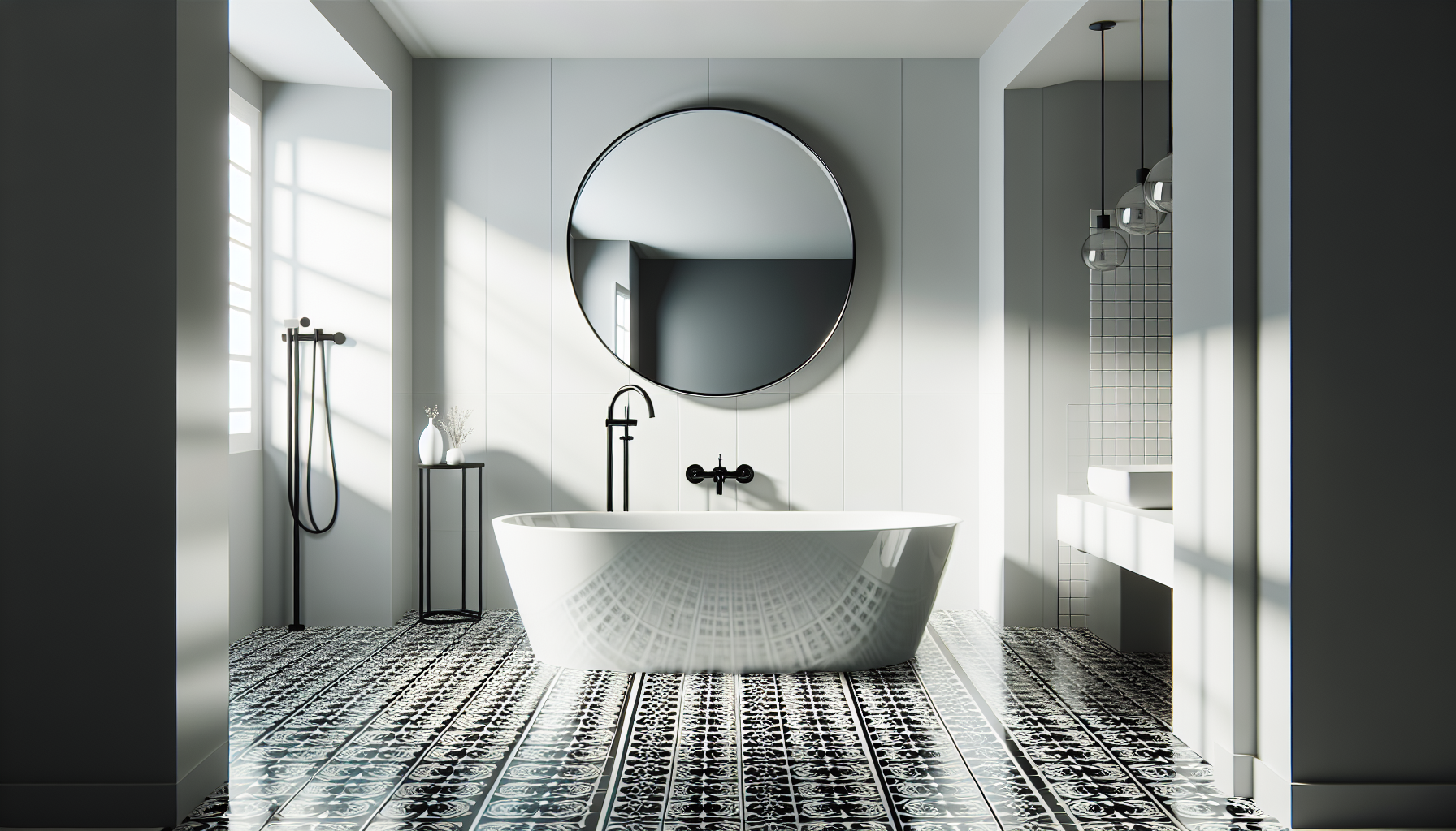 Elegante freistehende Badewanne im Badezimmer