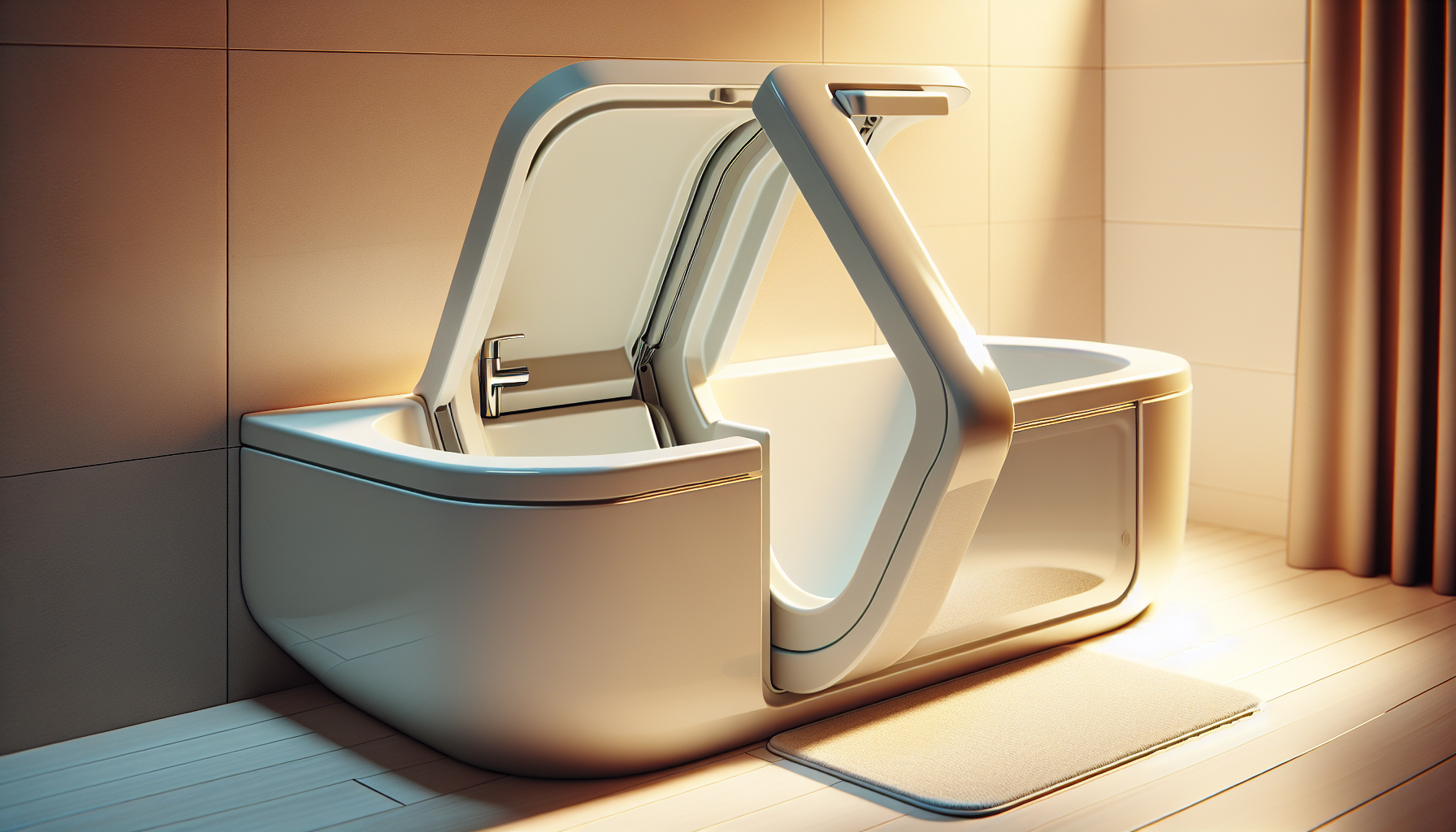 Illustration einer Badewanne mit Tür für barrierefreies Badezimmer