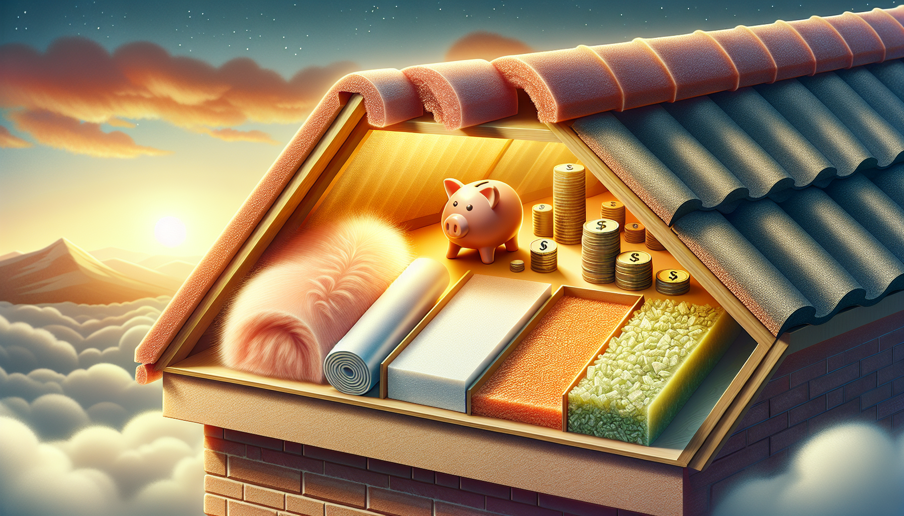Illustration von Dachdämmungsmaterialien