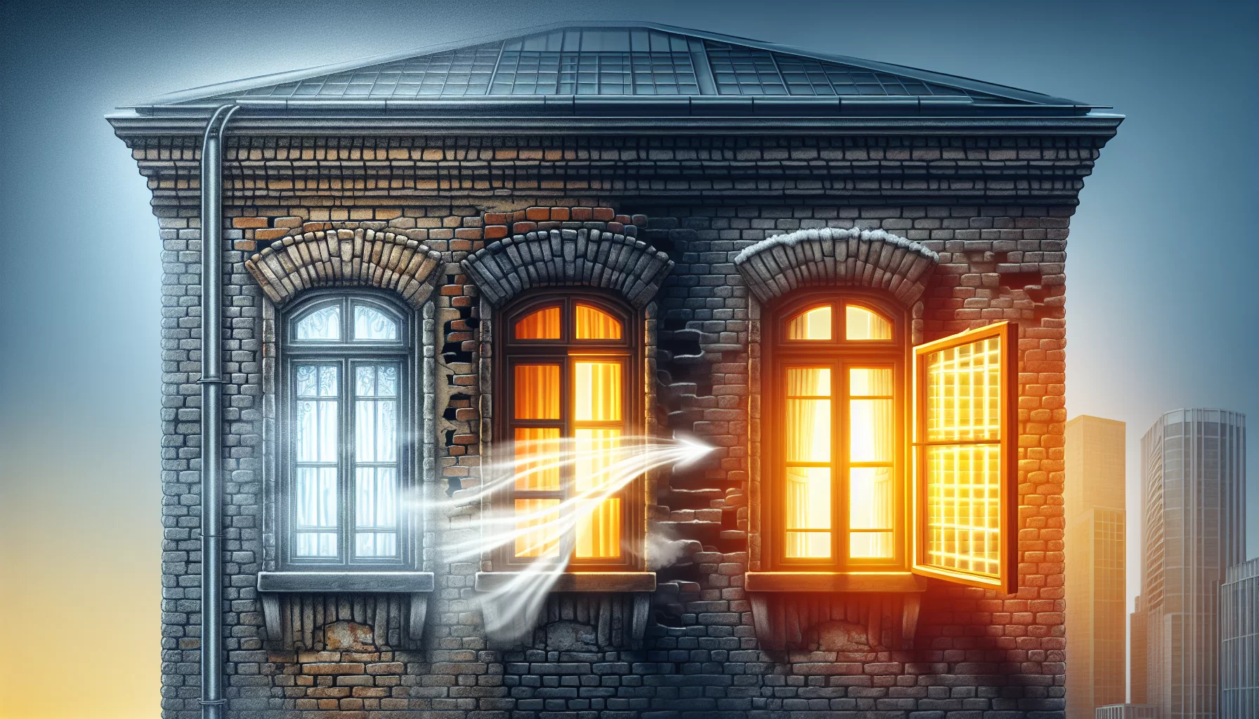 Illustration eines Fensteraustauschs im Altbau