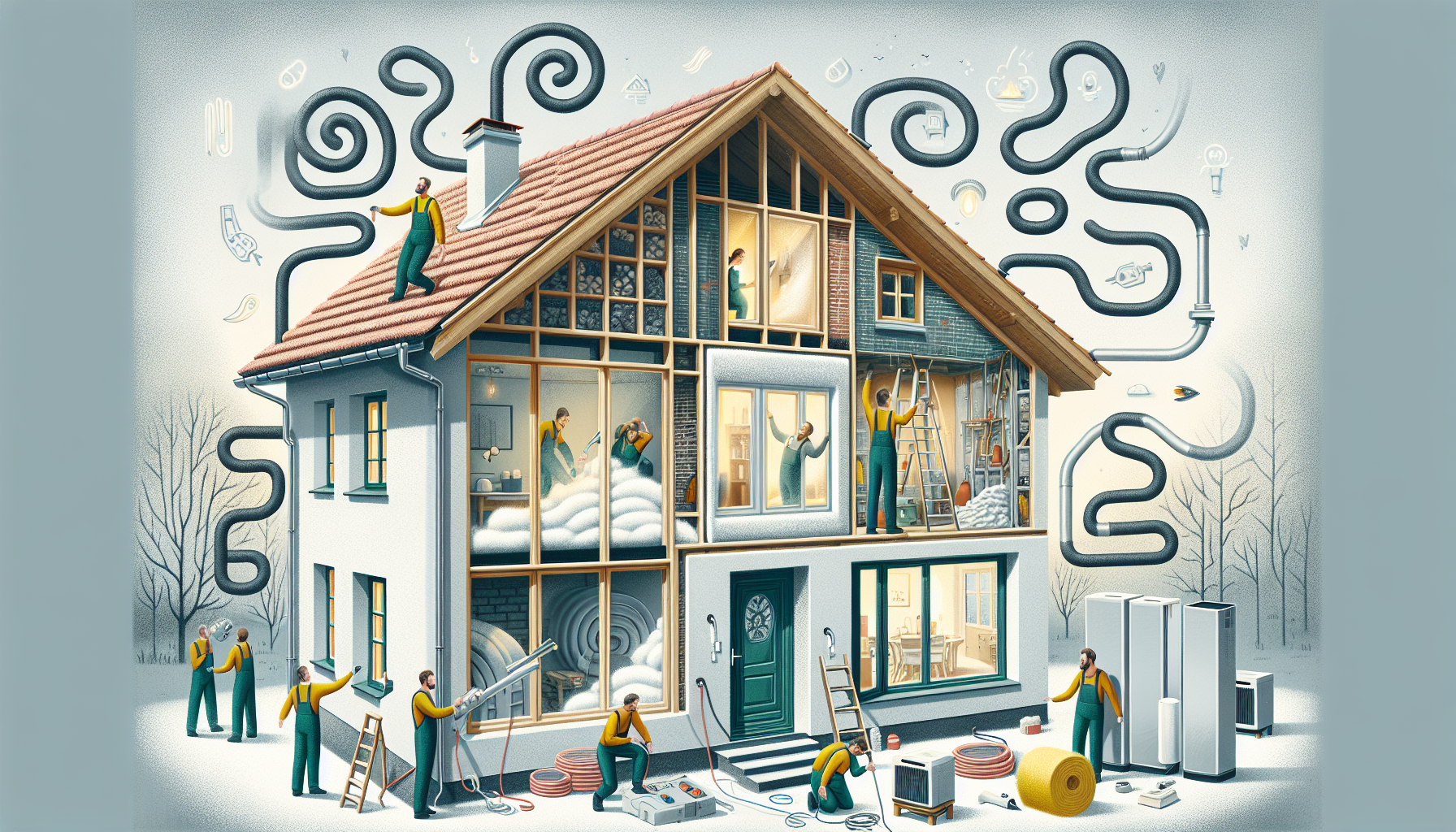 Illustration einer energetischen Sanierungsmaßnahme mit Riester-Förderung