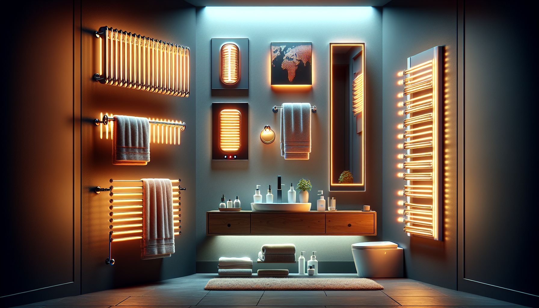 Verschiedene Designs für Infrarotheizungen im Badezimmer