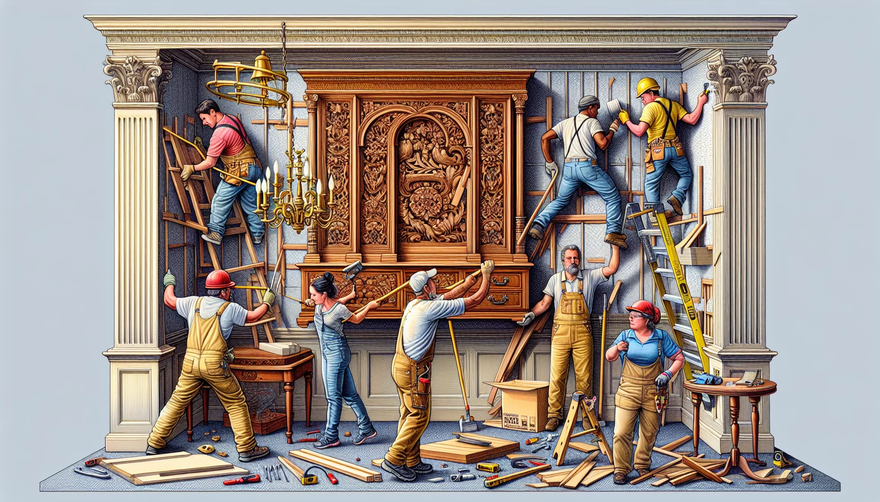 Illustration der Entrümpelung und Demontage