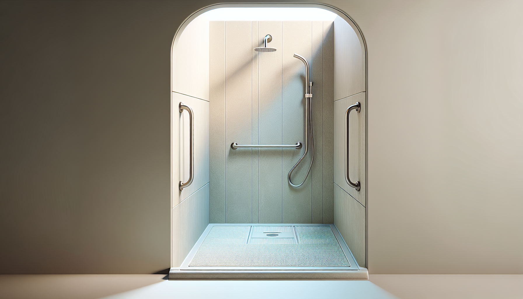 Illustration einer barrierefreien Dusche