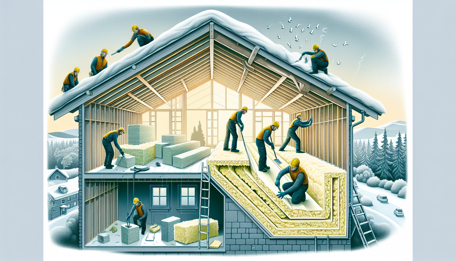Illustration einer Dachdämmung gemäß GEG-Anforderungen
