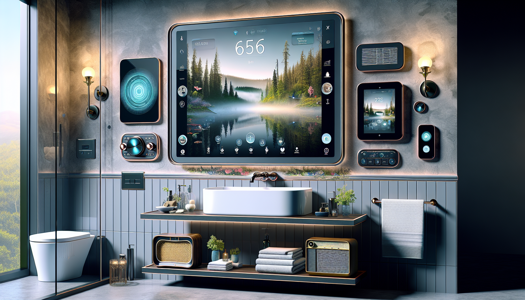 Moderne Technik im Badezimmer illustriert