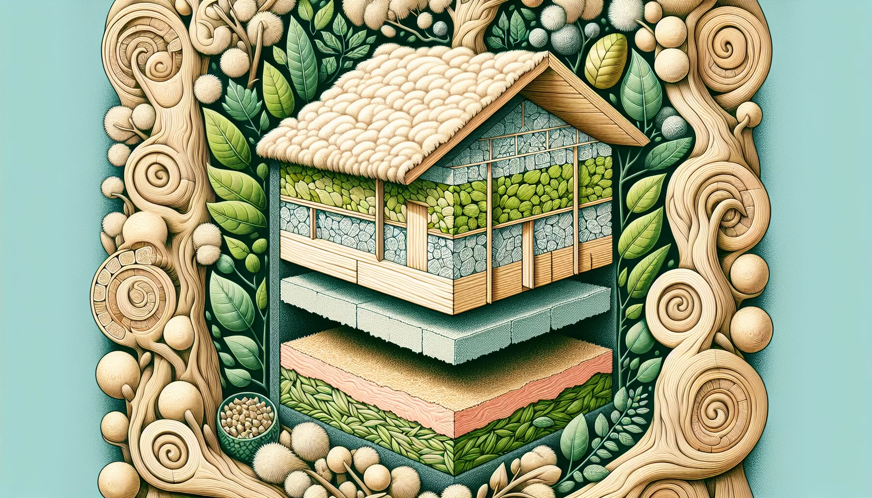 Illustration umweltfreundlicher Dämmstoffe