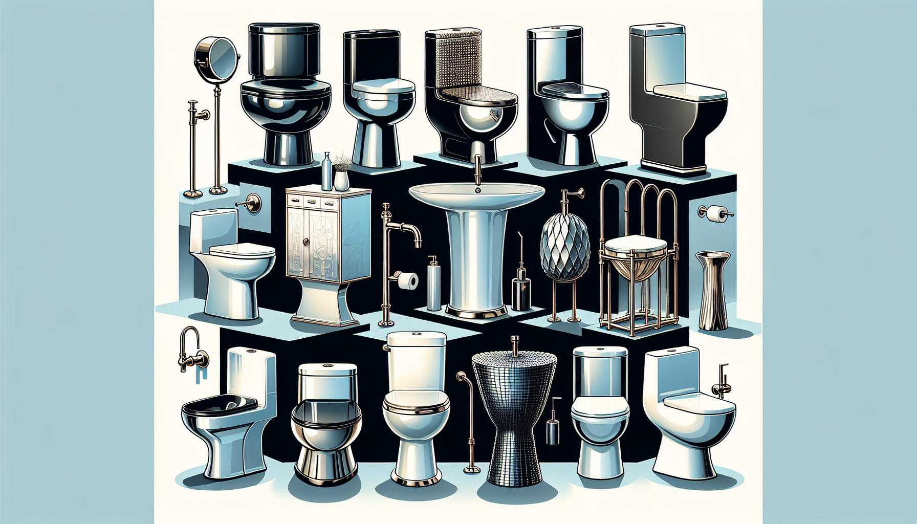 Illustration von stilvollen erhöhten Toiletten für jedes Badezimmer