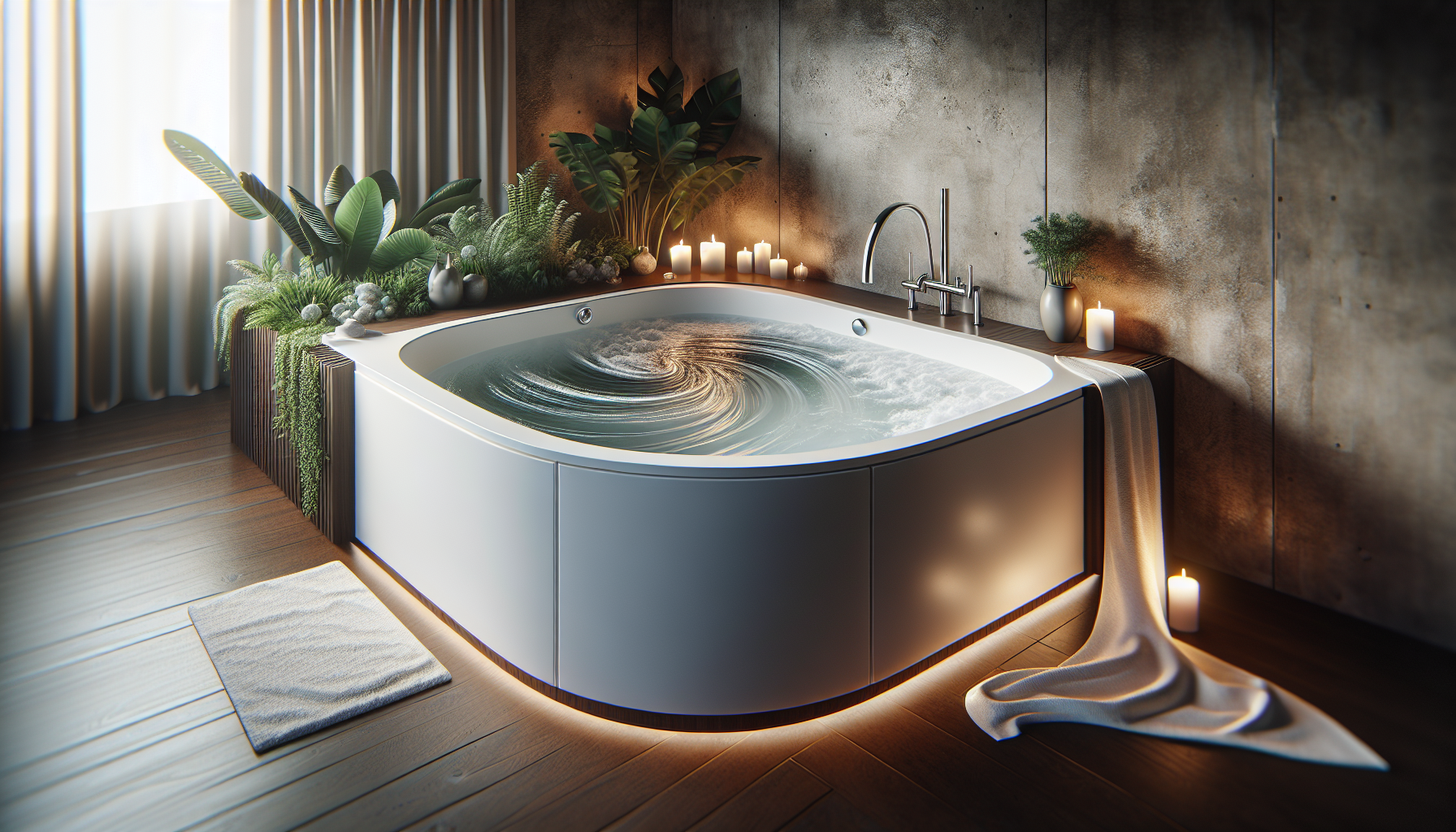 Luxuriöse Eckbadewanne mit Whirlpool-Funktion