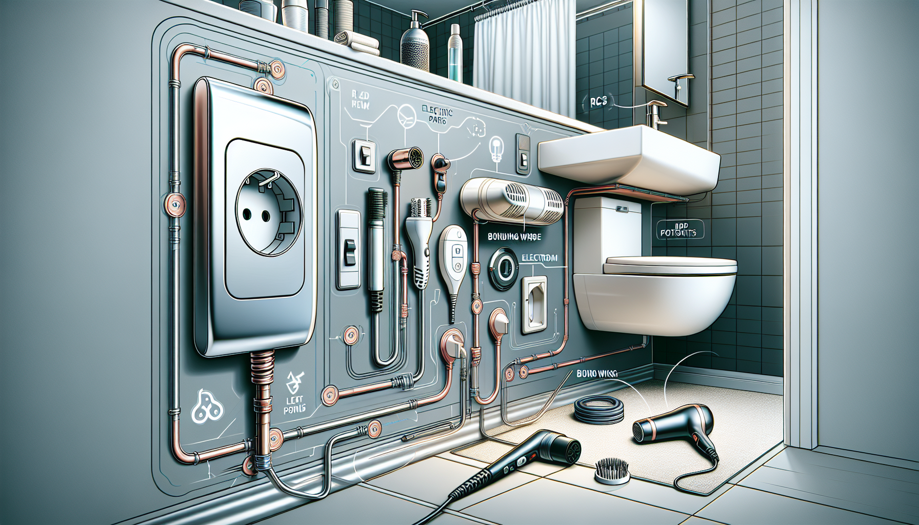 Sicherheitsmaßnahmen im Badezimmer illustriert