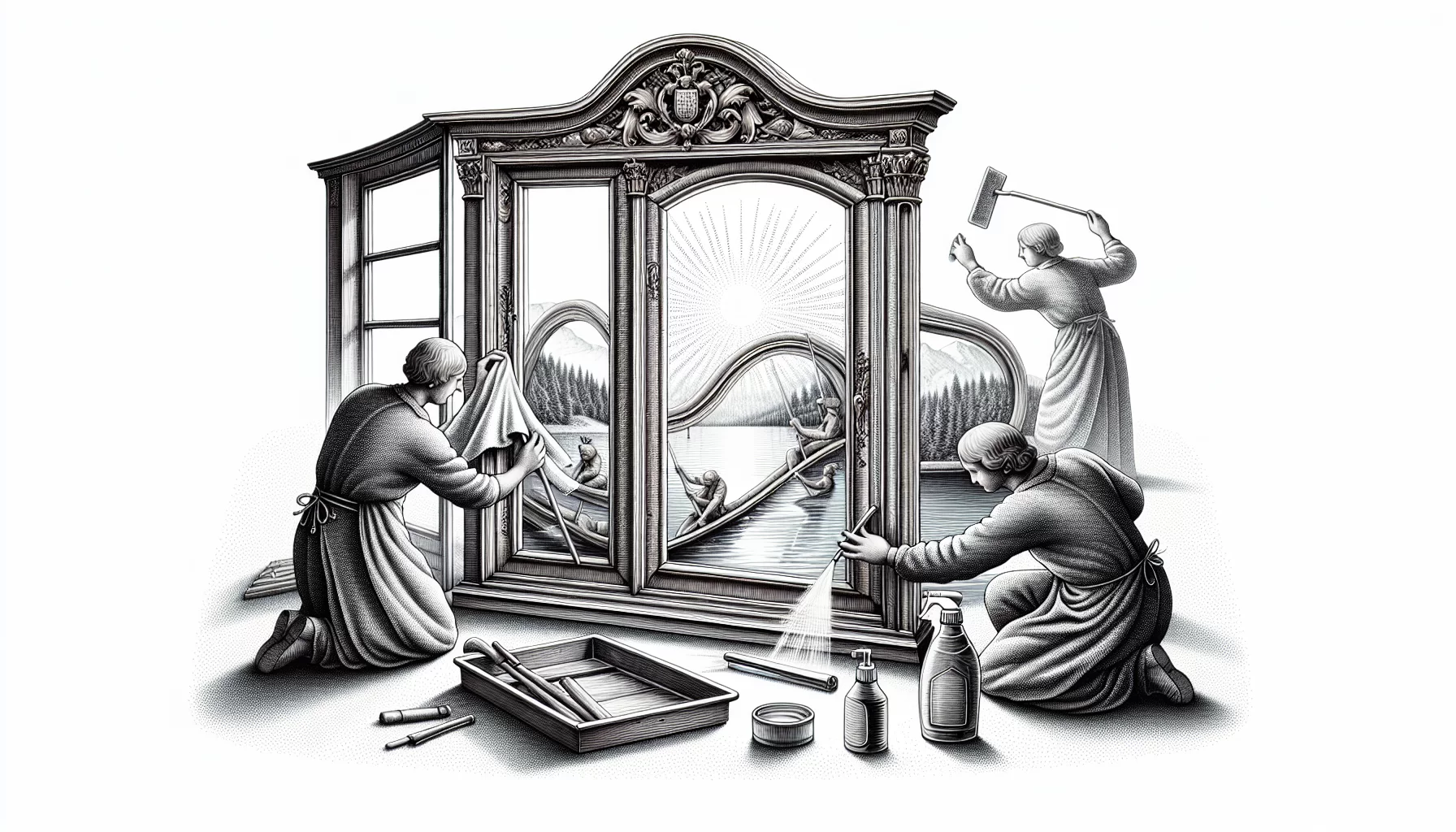 Illustration der Pflege und Wartung des Dachfensters