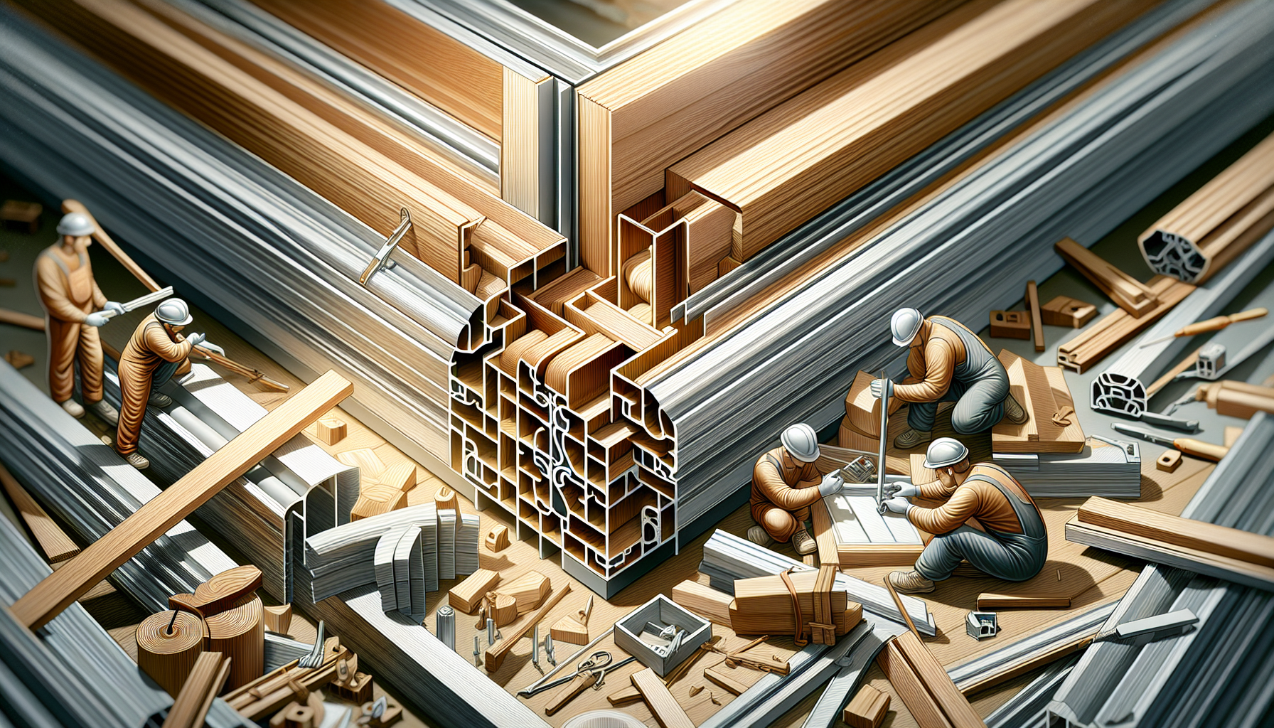 Aufbau eines Holz-Alu-Fensterprofils