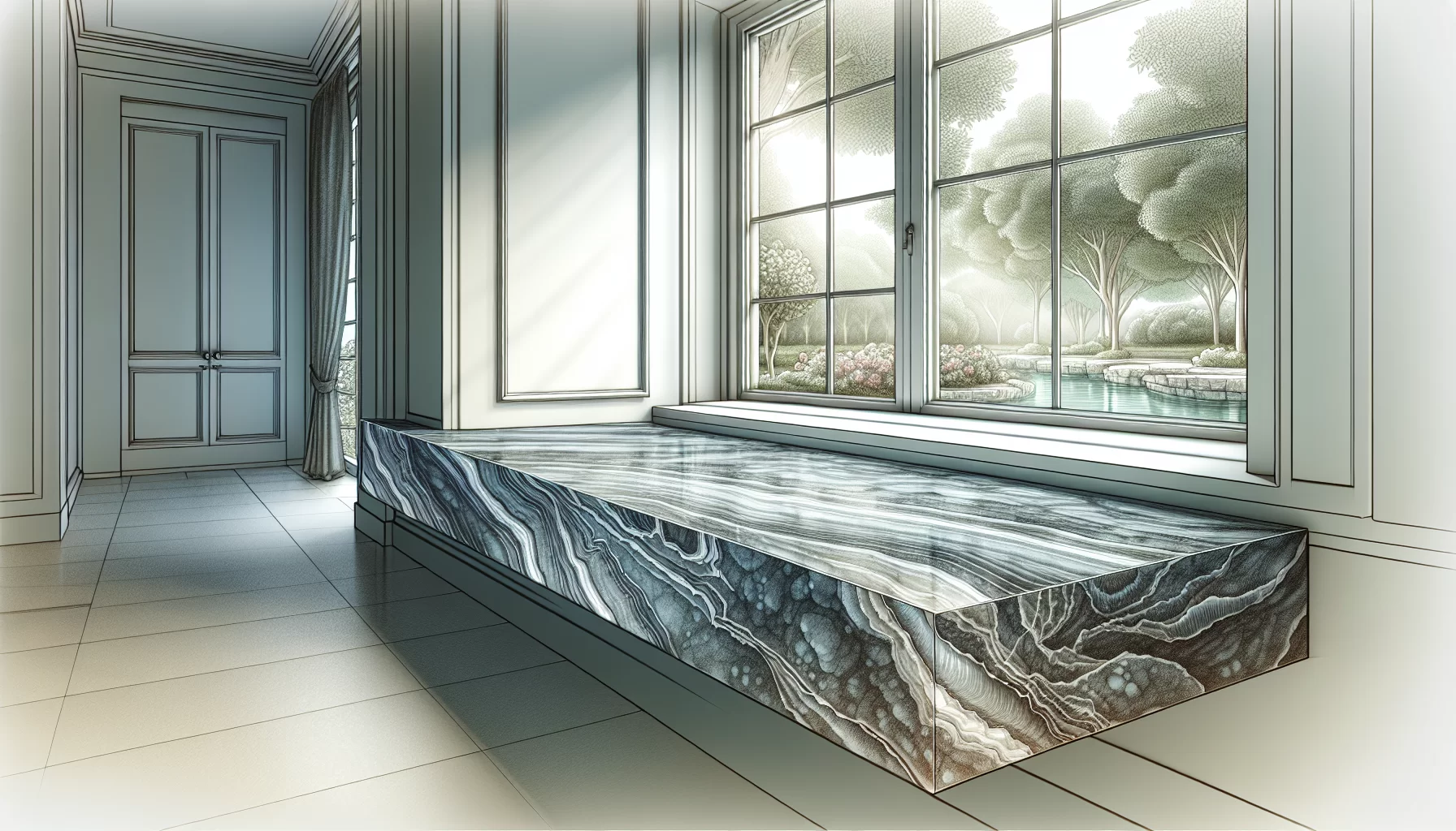 Naturstein-Fensterbank in Innenraum