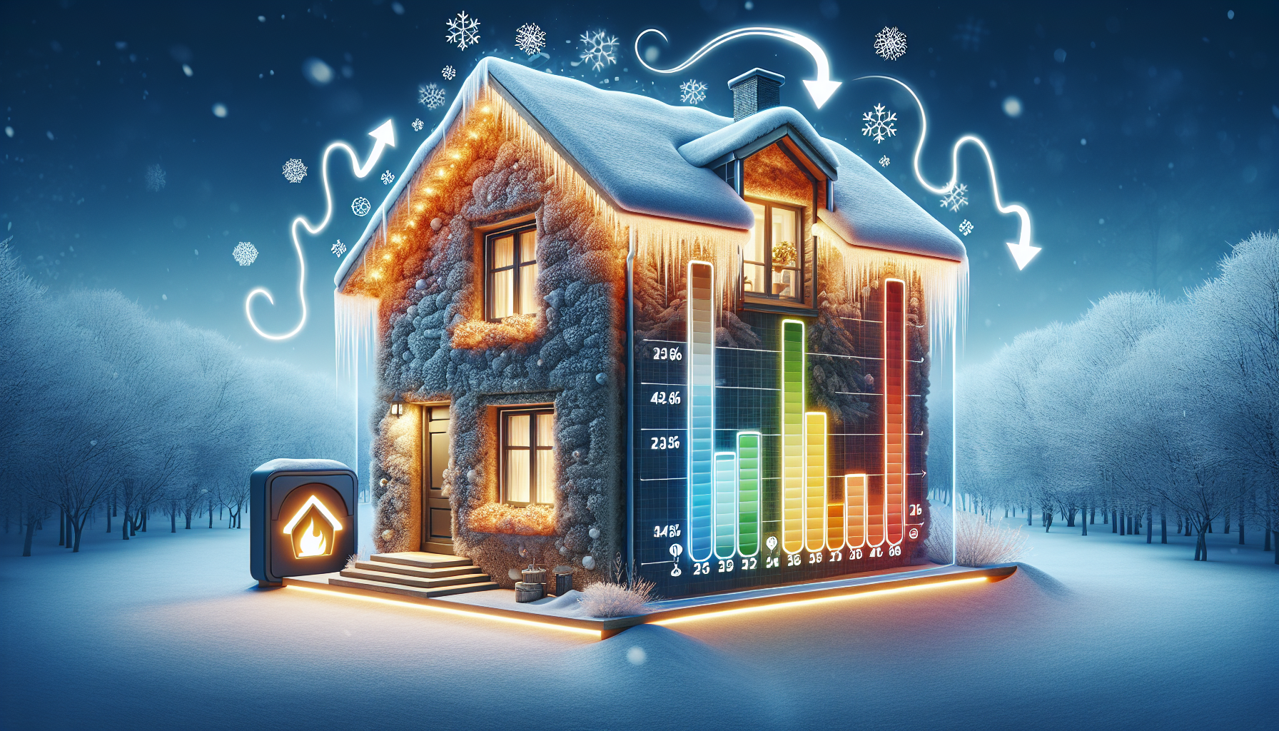 Illustration von Energieeinsparung durch Außendämmung