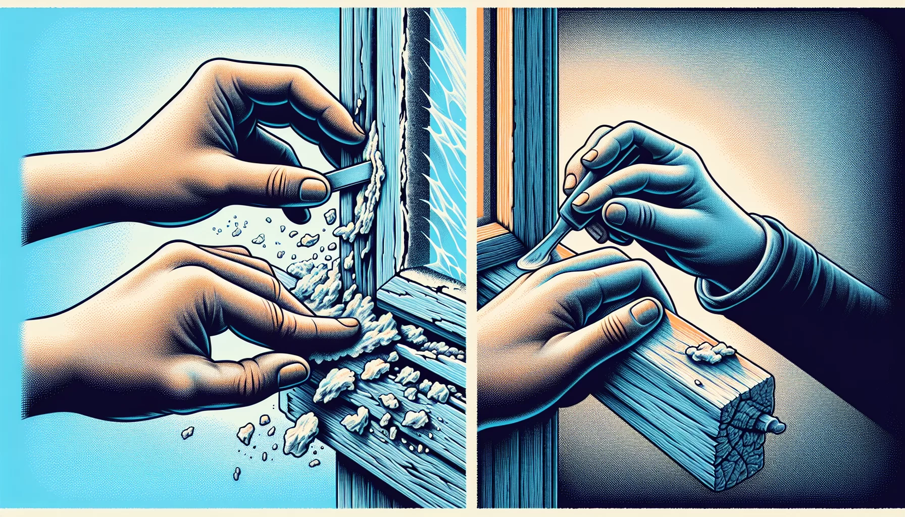 Illustration von der Erneuerung des Fensterkitts