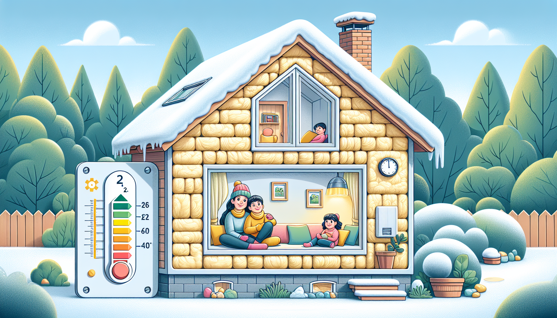 Illustration von Energieeinsparungen und Umweltschutz durch Innendämmung