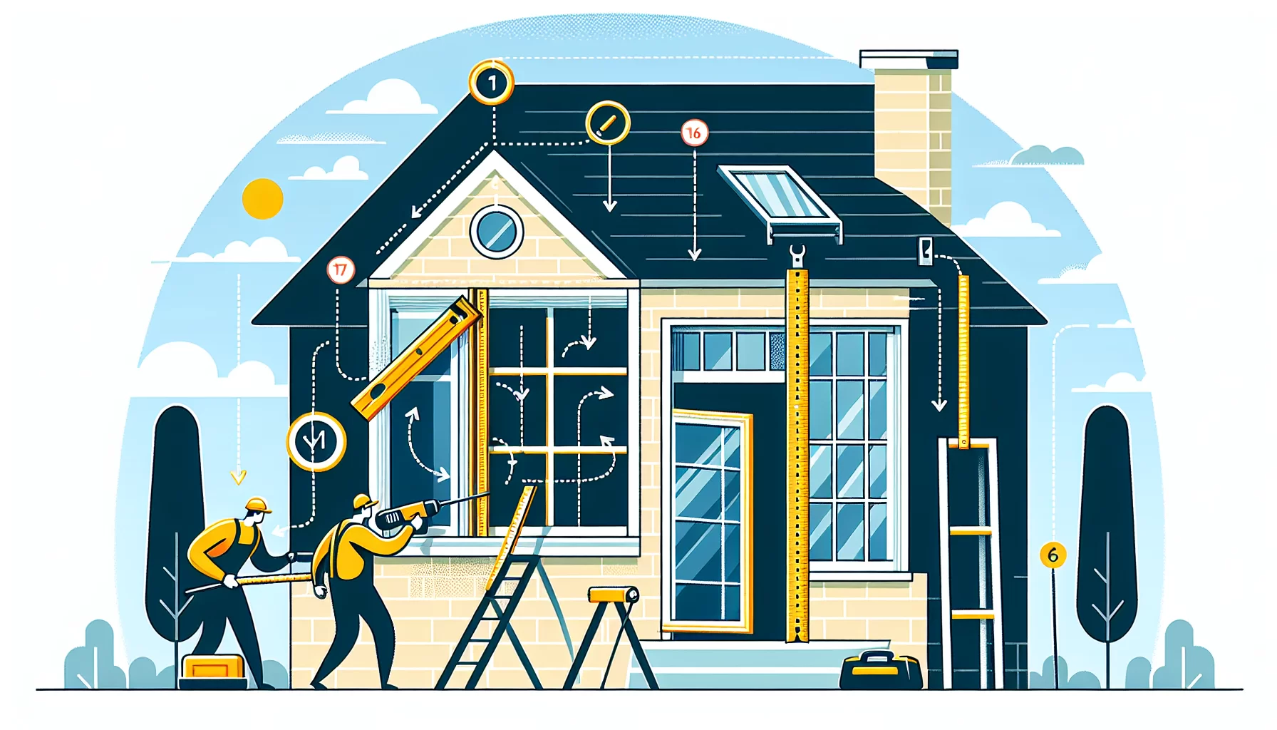 Illustration des Einbaus eines neuen Fensters