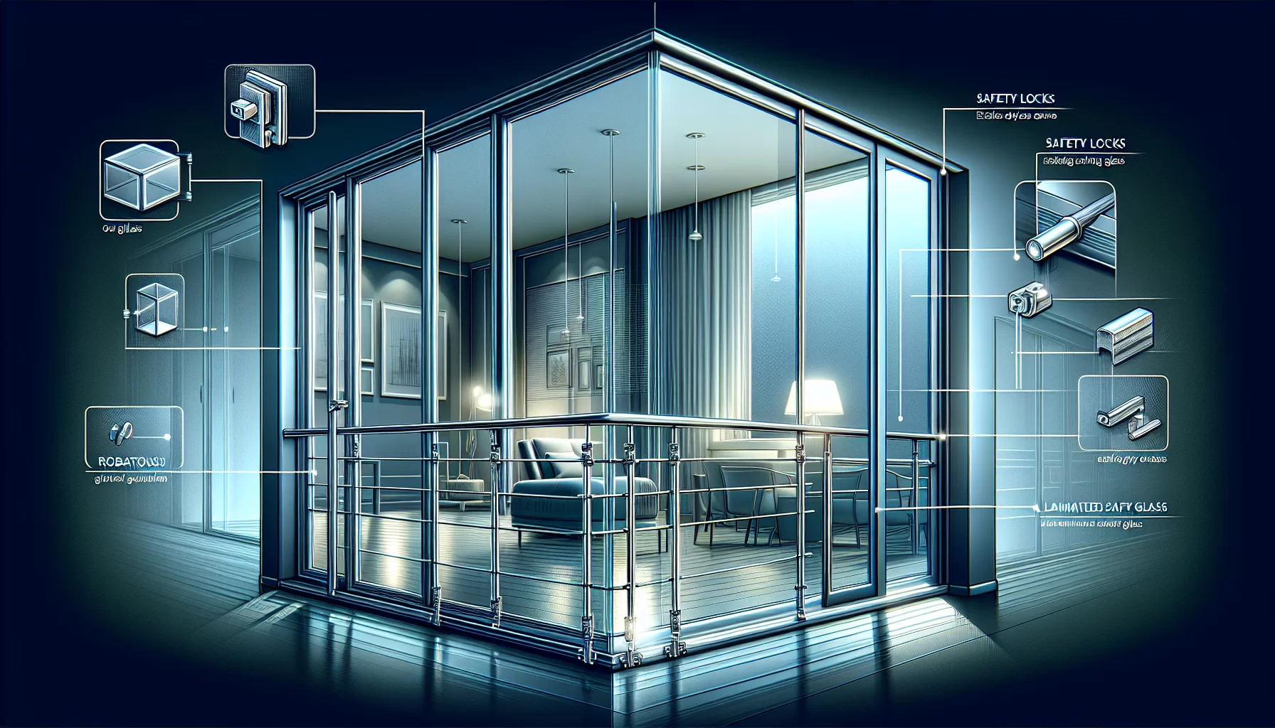 Illustration von Sicherheitsvorkehrungen bei bodentiefen Fenstern