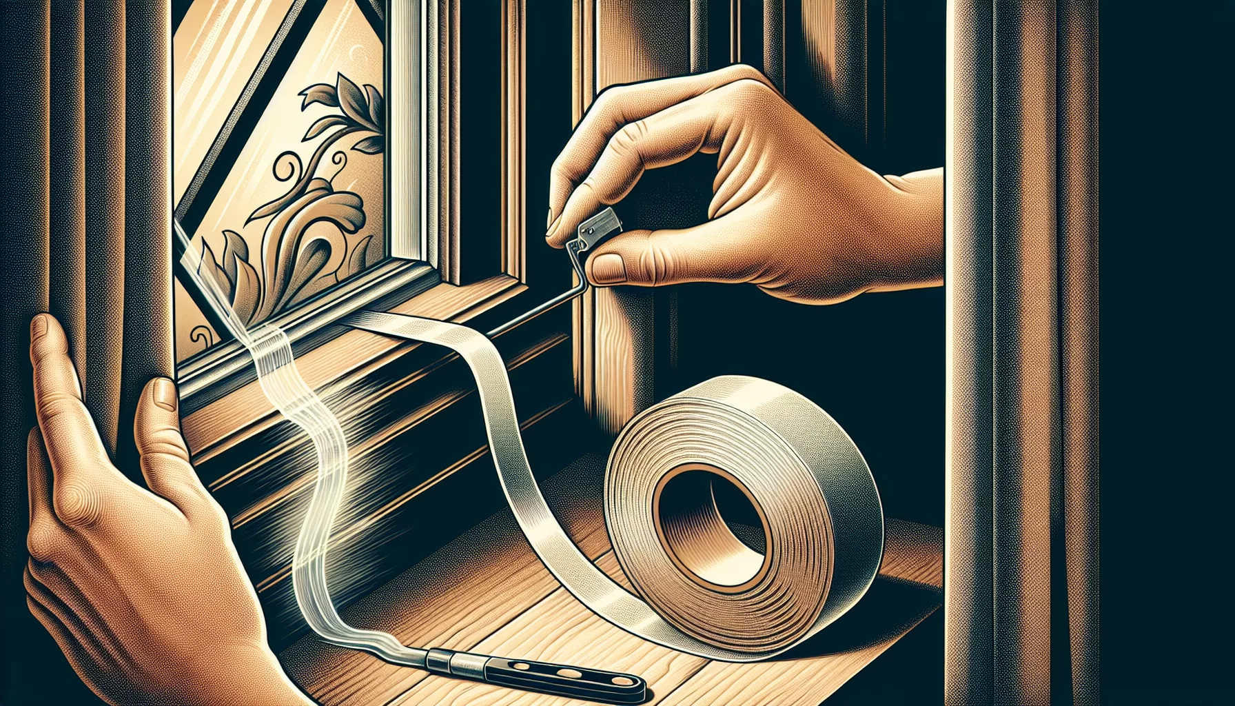 Illustration von der Verwendung von selbstklebenden Dichtungsbändern