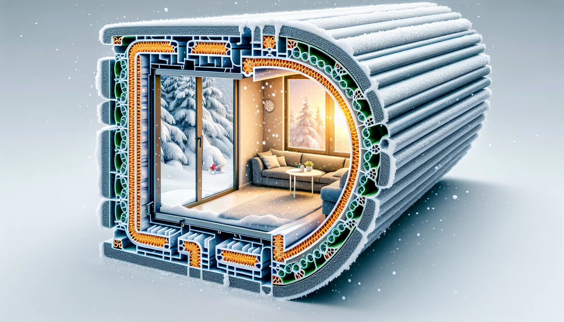 Illustration der Wärmedämmung durch Mehrkammersysteme im Fensterrahmen