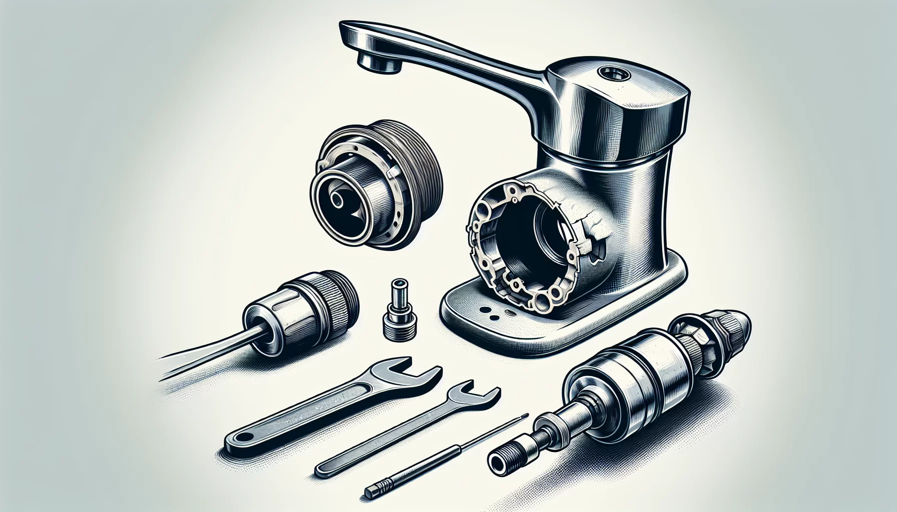 Illustration des Reinigens oder Austauschens der Kartusche bei einem Einhebelmischer