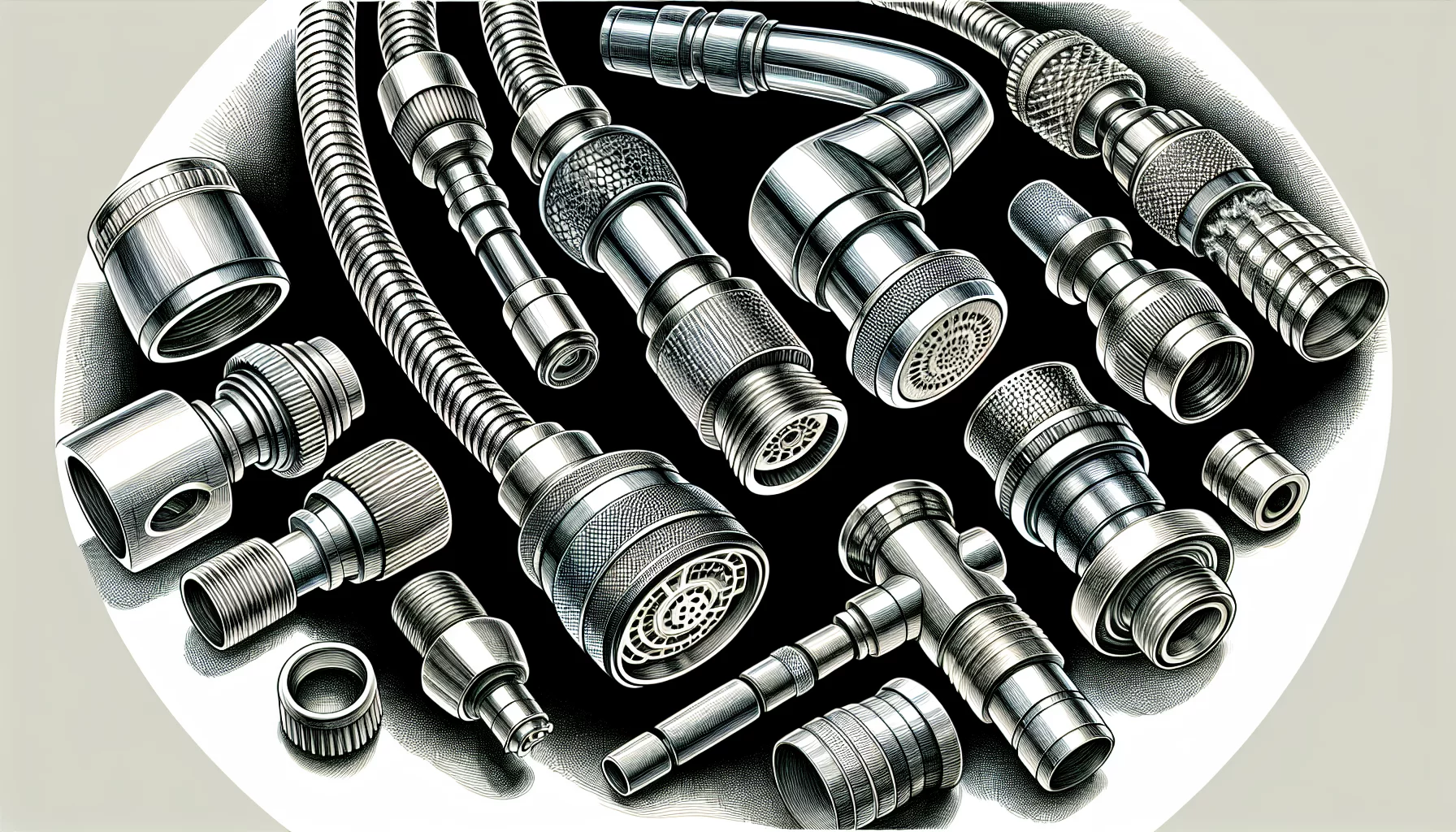 Eine Zeichnung, die verschiedene Arten von Wasserhahnverlängerungen zeigt