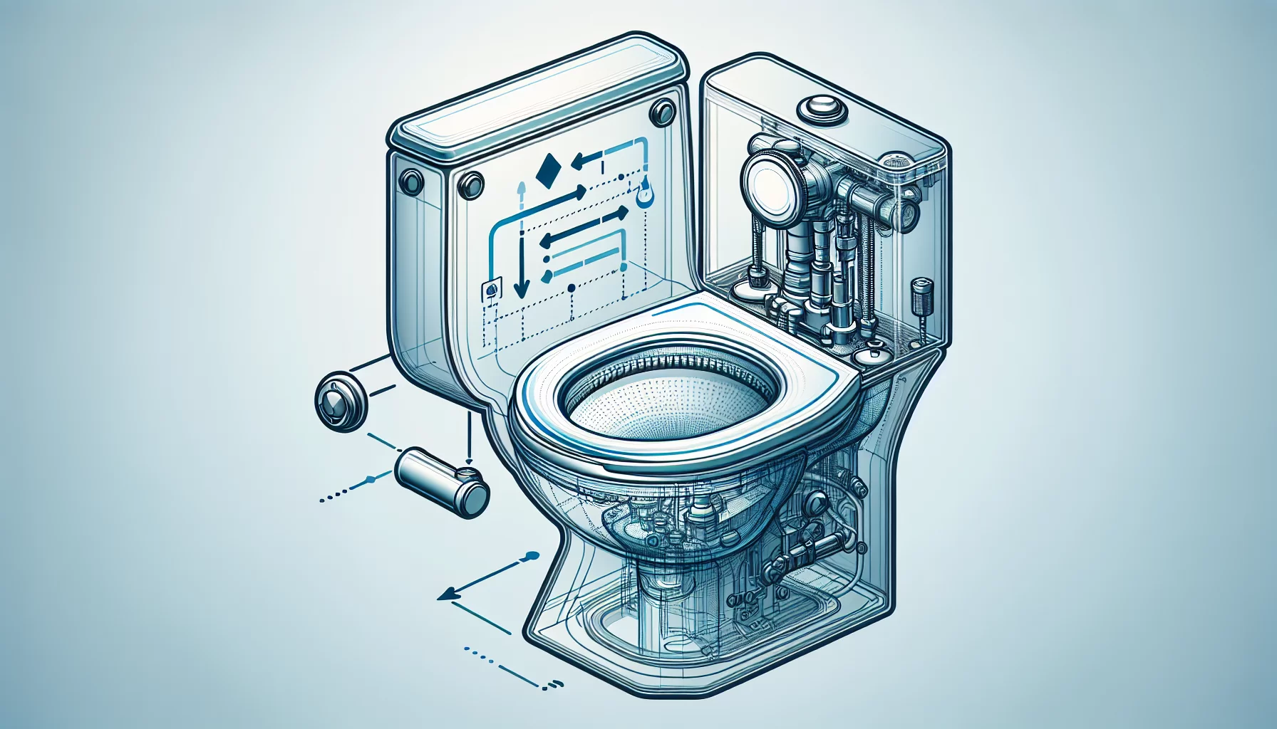 Illustration eines Spülkastens mit Spartaste