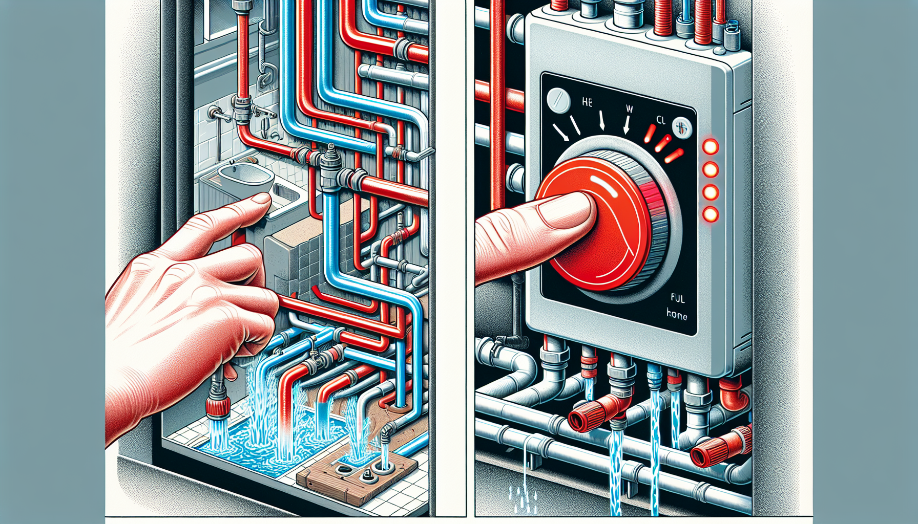 Illustration eines Schritt-für-Schritt-Prozesses zur Entlüftung einer Fußbodenheizung