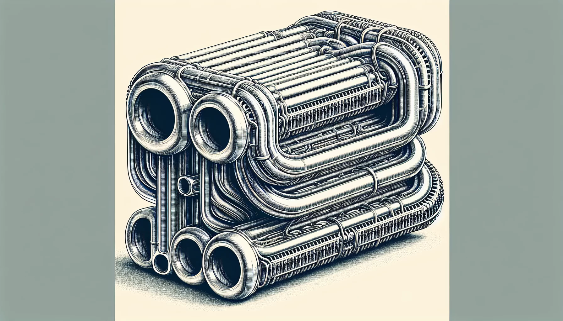 Eine Zeichnung eines U-Rohr-Wärmetauschers mit U-förmigen Rohren für effektive Wärmerückgewinnung