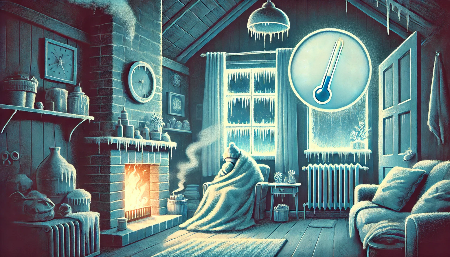 Illustration eines Thermometers bei niedriger Temperatur