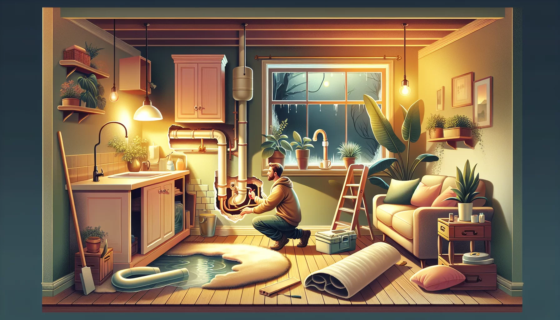 Präventive Maßnahmen zur Vermeidung zukünftiger Wasserschäden in einem Wohnraum.