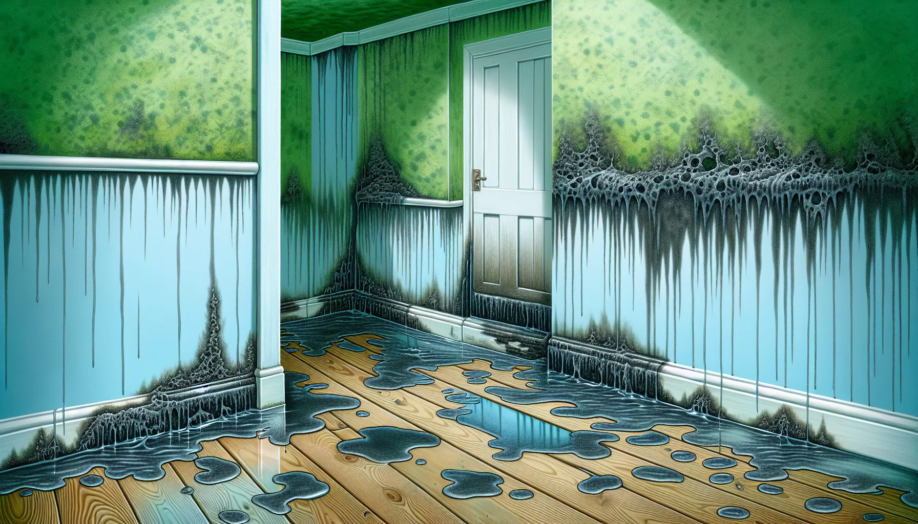 Illustration von nassen Stellen und Schimmelbildung