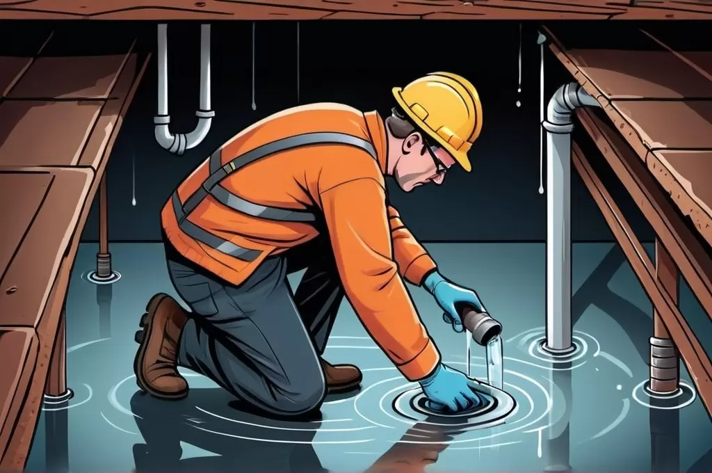 Illustration von Reparaturmethoden für eine undichte Fußbodenheizung