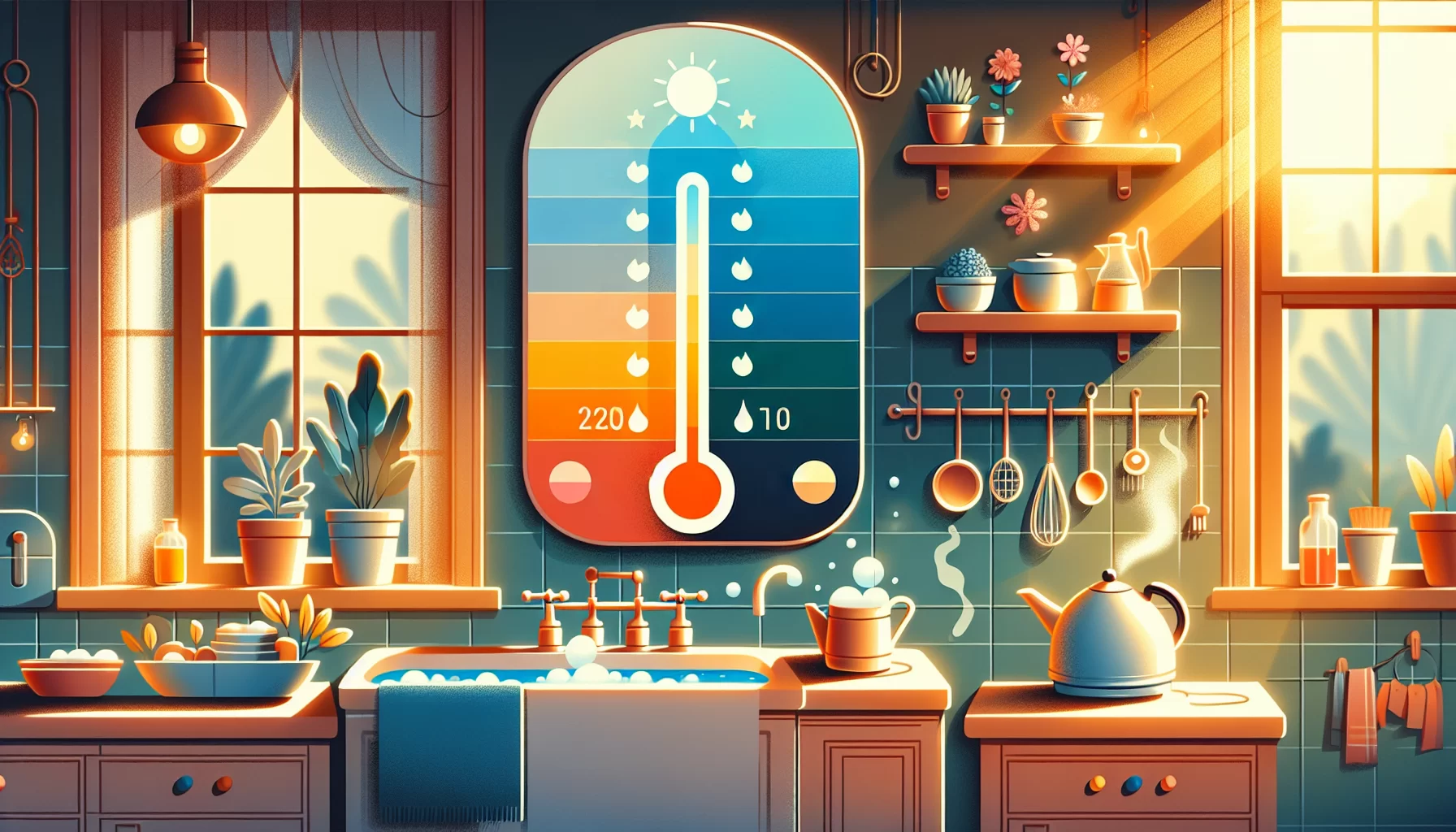 Die ideale Warmwassertemperatur für Ihr Zuhause, dargestellt durch ein Diagramm.