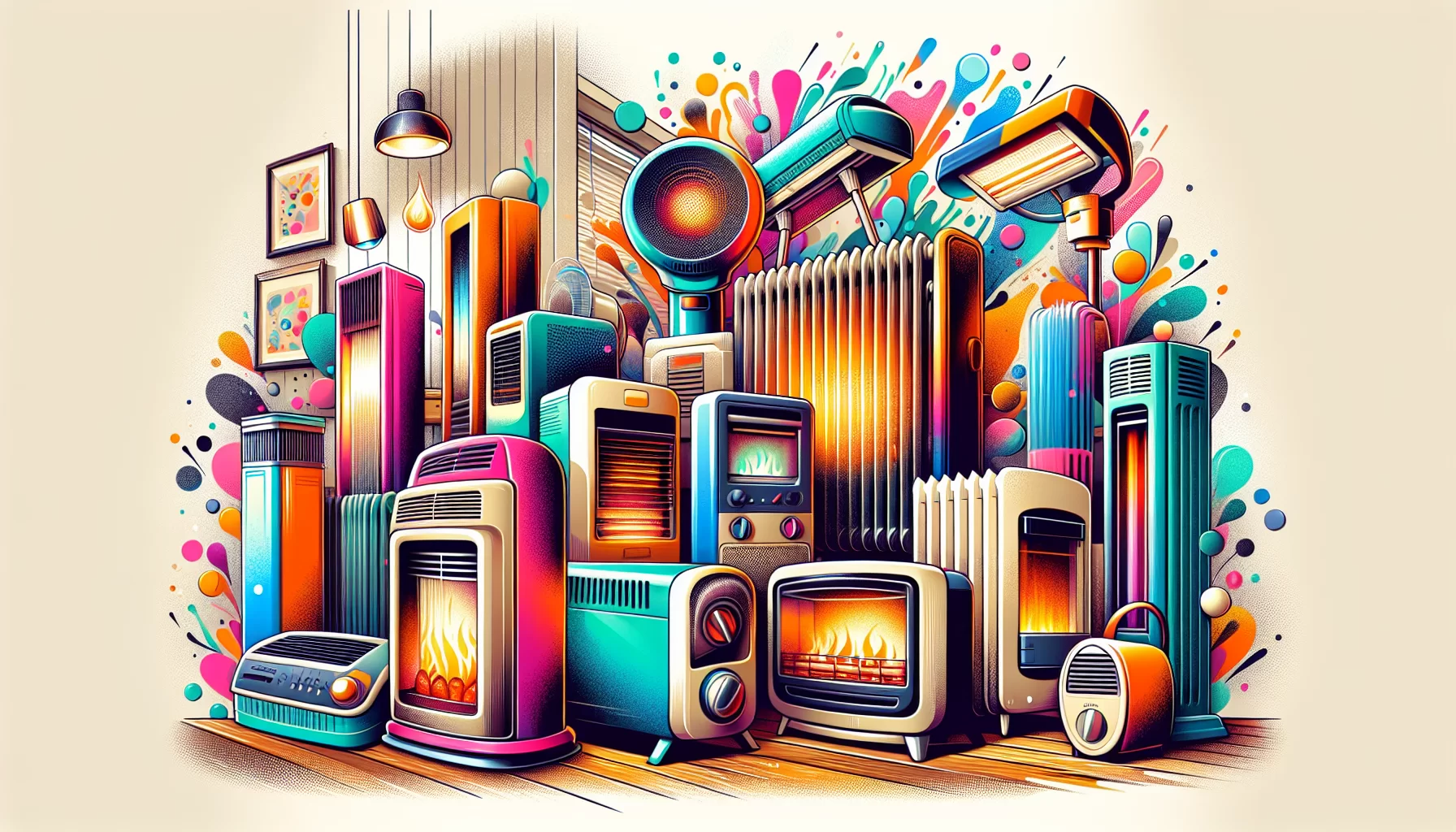 Eine Illustration von verschiedenen Gasheizungen, die zum gebraucht kaufen angeboten werden.