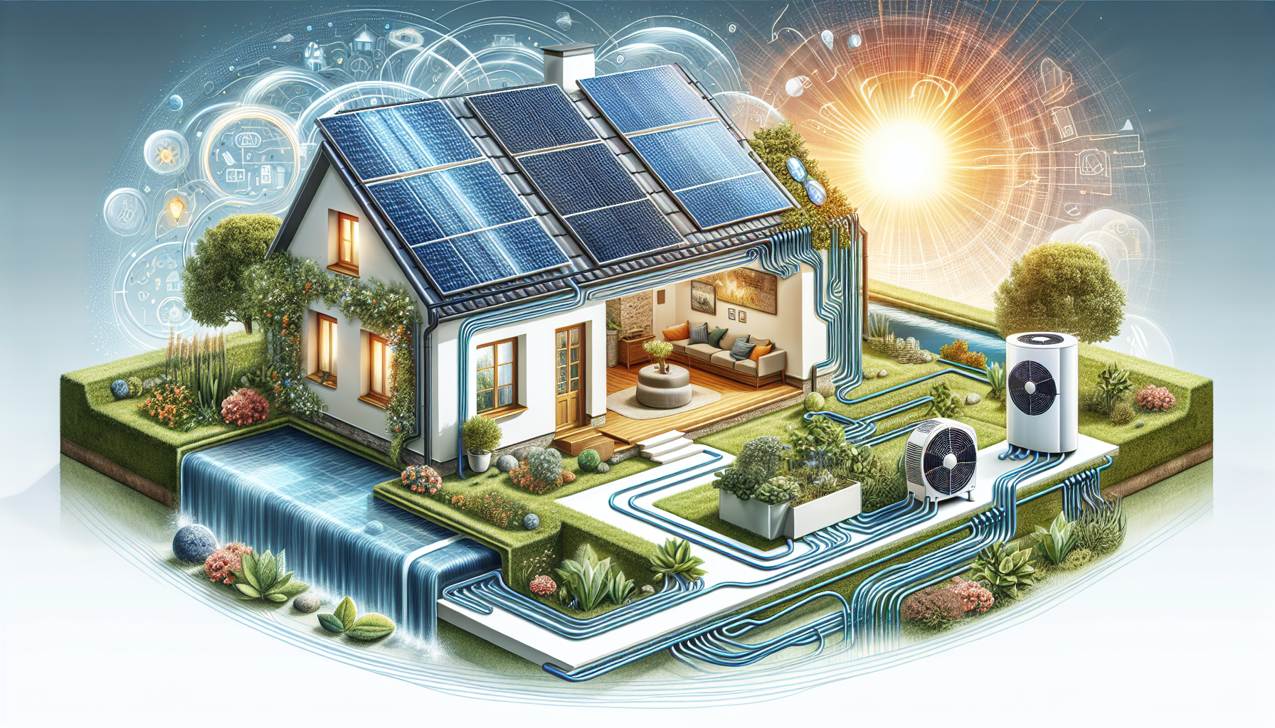 Ein Diagramm, das die Kombination von Gasheizung mit erneuerbaren Energien zeigt.