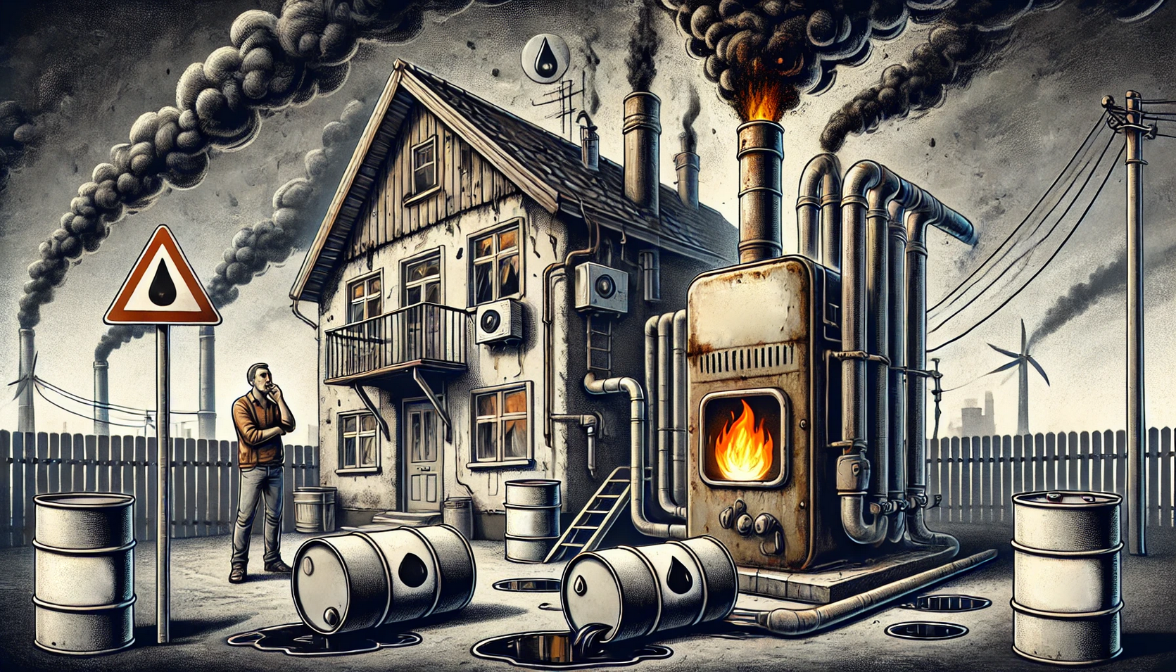 Die Nachteile einer Ölheizung, wie hohe CO₂-Emissionen und Platzbedarf für Heizöltanks.