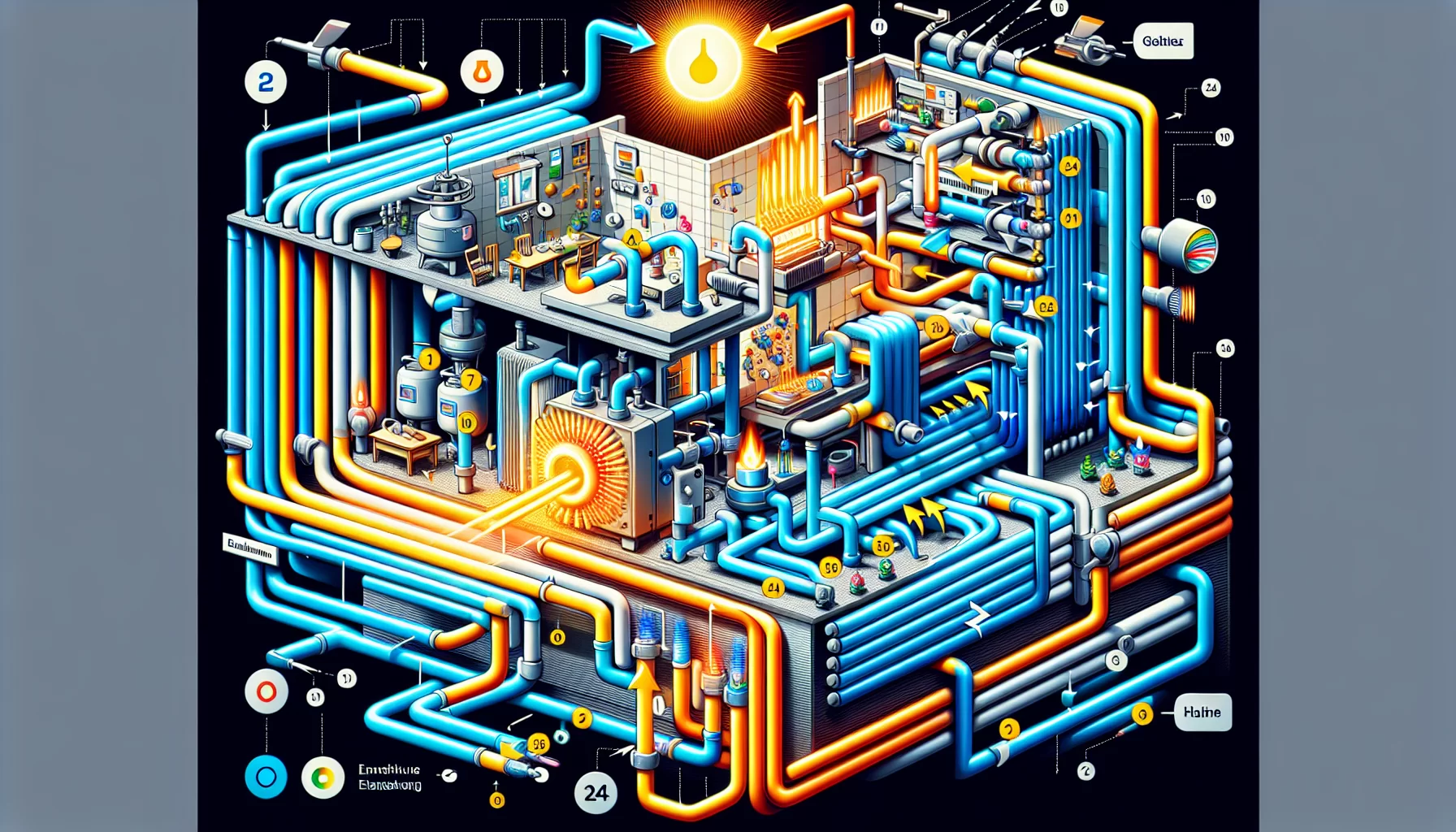 Ein Diagramm, das die Funktionsweise einer Gasetagenheizung zeigt.