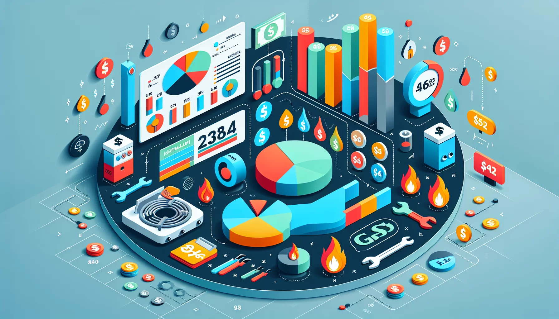 Eine Illustration, die die Kosten einer Gasetagenheizung veranschaulicht.