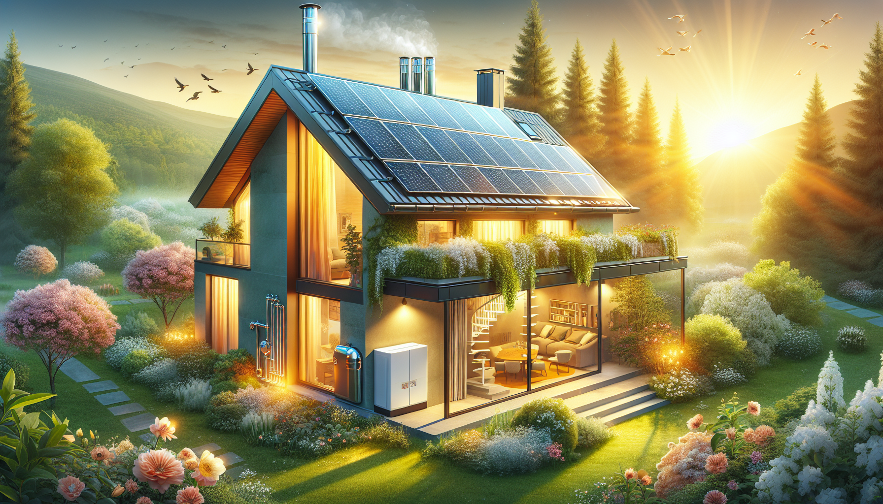 Eine Gasheizung mit Solarthermie, die ein Haus effizient beheizt.