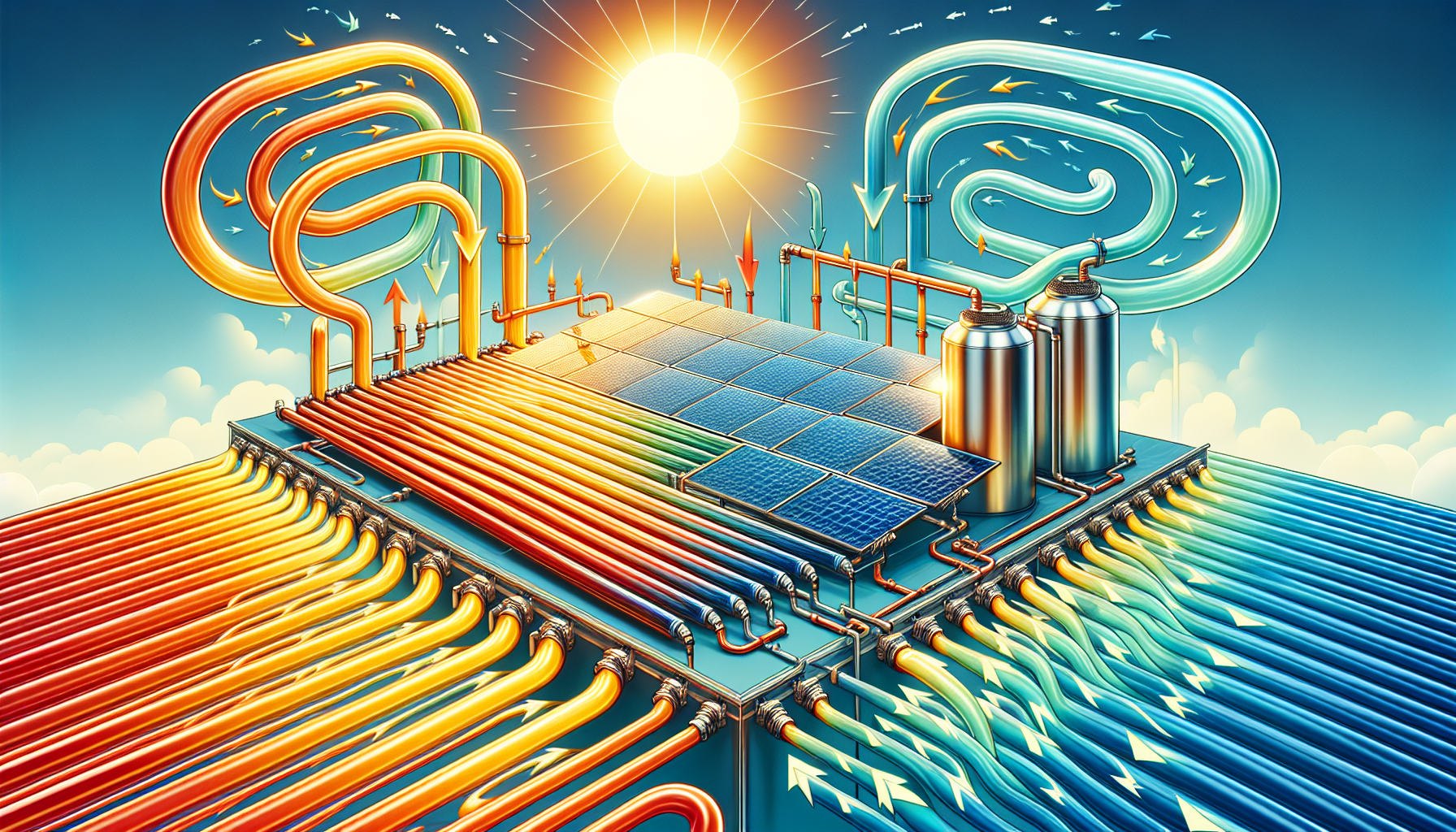 Eine Grafik, die die Funktionsweise von Solarthermieanlagen erklärt.
