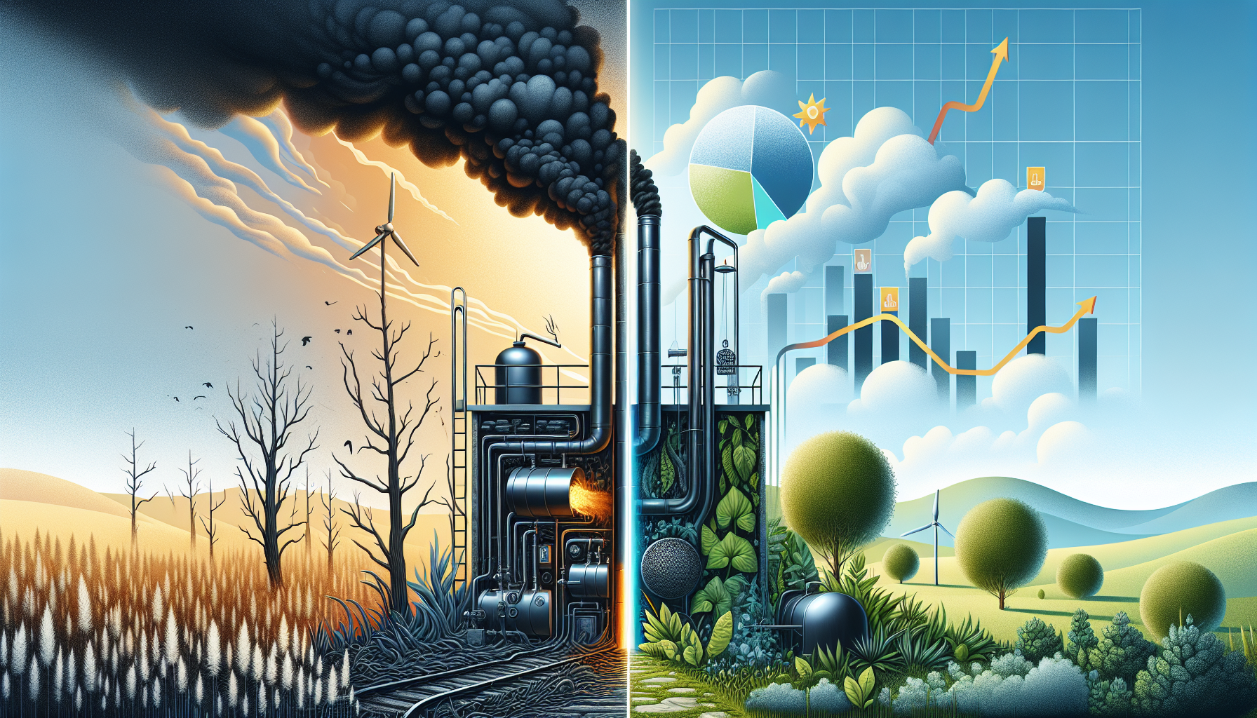 Illustration, die die Gründe für den Austausch einer Ölheizung zeigt, einschließlich Umweltbelastungen und Energiekosten.