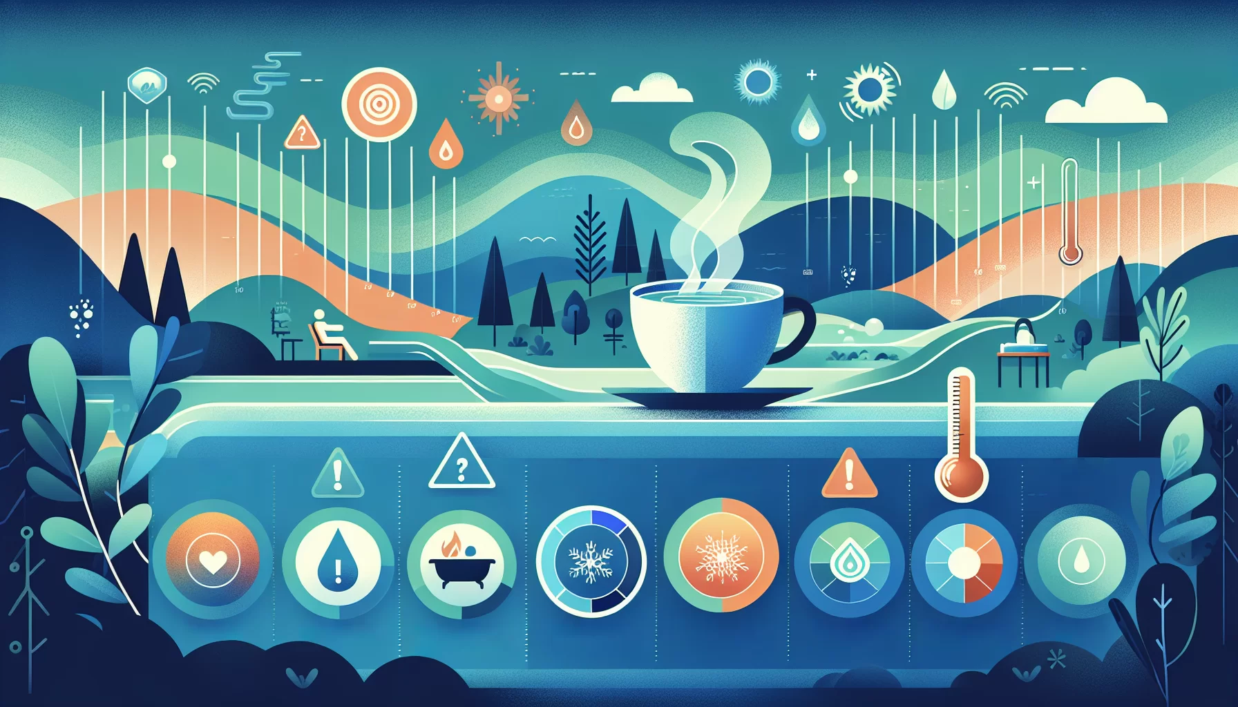 Gesundheitsaspekte der Warmwassertemperatur, dargestellt durch eine informative Grafik.